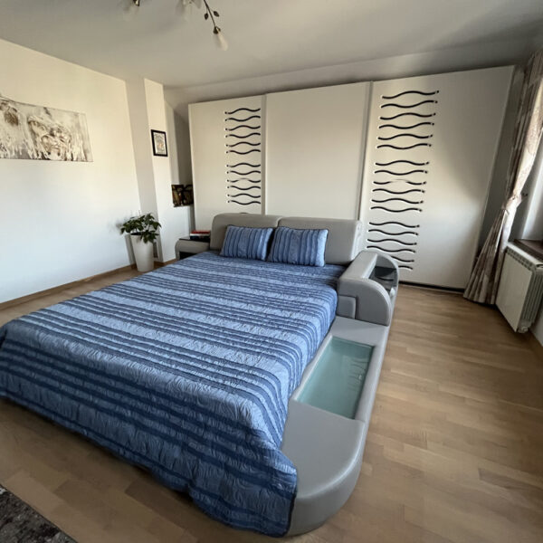 Cuvertura pat decorativa si de protectie CreponTex by Coneltex, 220 x 240 cm, pat dublu, culoare albastra