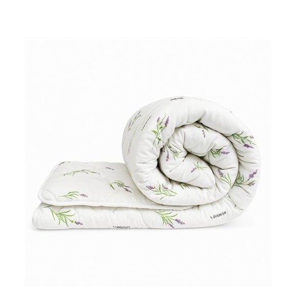 Pilota matlasata antialergica iarna lavanda LavenderDream Coneltex, dimensiuni 200x210 cm, dreptunghiulara, culoare alba, umplutura fibra siliconizata antialergica , densitate 350 g/mp