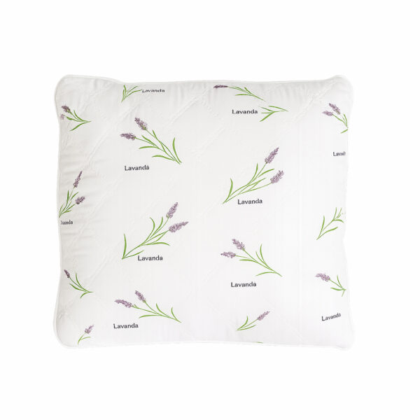 Perna matlasata lavanda LavenderDream Coneltex, dimensiuni 70 x 70 cm, patrata, culoare alba, umplutura fibra siliconizata antialergica