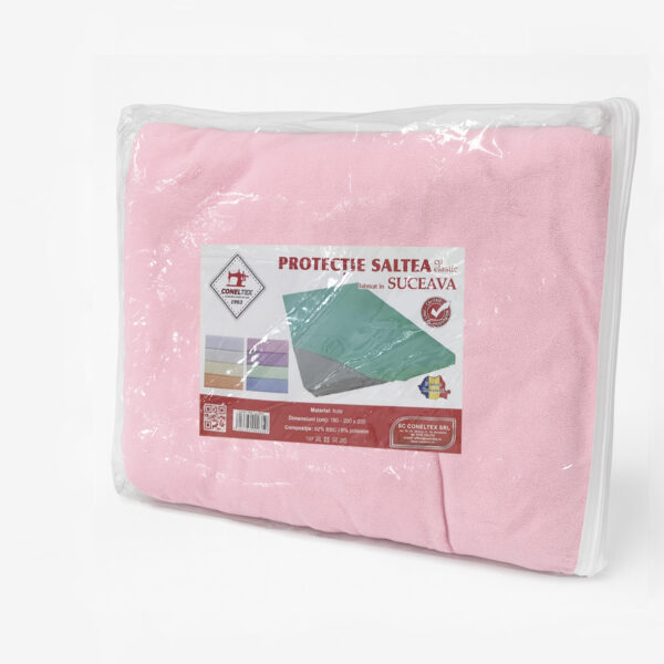 Protectie saltea jersey RestShield Coneltex, dimensiuni 90-100x200 cm, dreptunghiulara, culoare roz