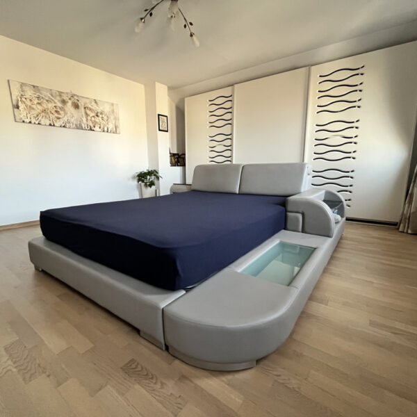 Protectie saltea jersey RestShield Coneltex, dimensiuni 140-160x200 cm, dreptunghiulara, culoare albastra